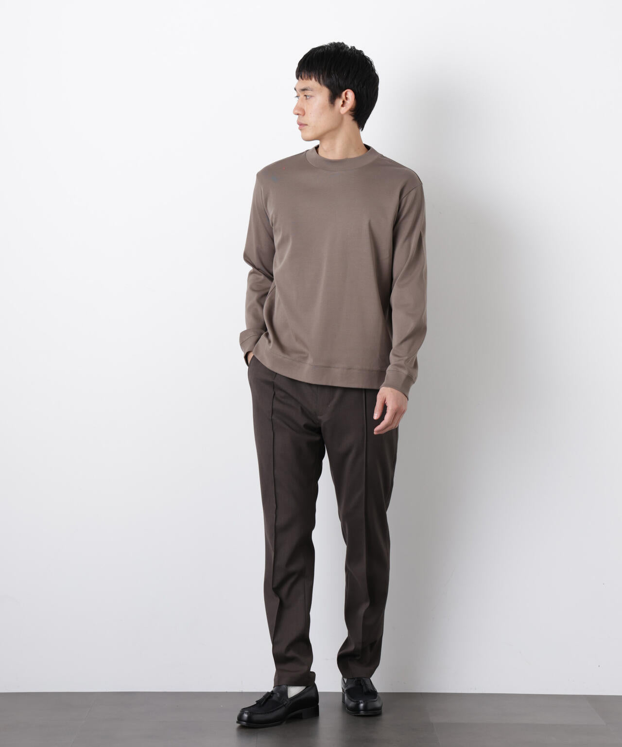 「FORMAL JERSEY」モックネックカットソー長袖