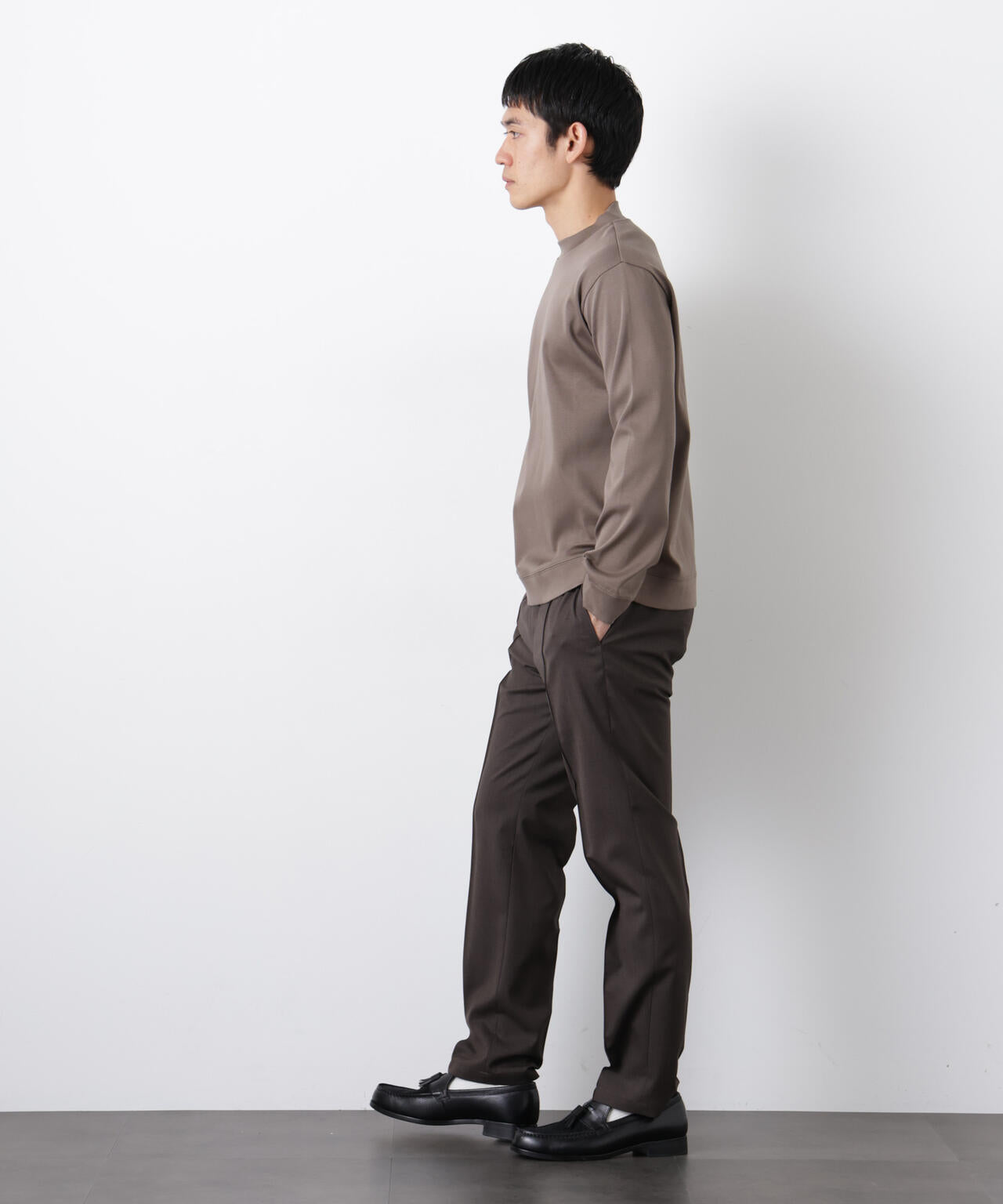 「FORMAL JERSEY」モックネックカットソー長袖