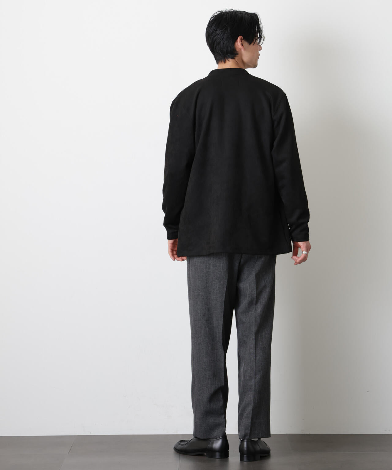 「モダンコンフォート」フェイクスエードトッパーカーディガン