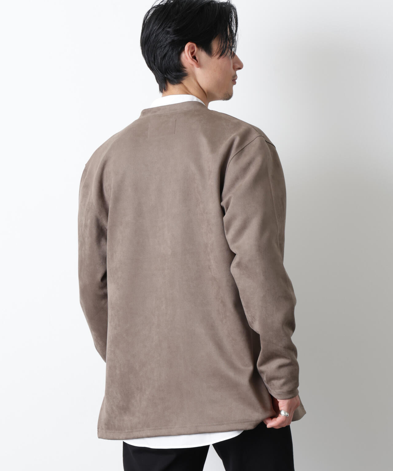 「モダンコンフォート」フェイクスエードトッパーカーディガン