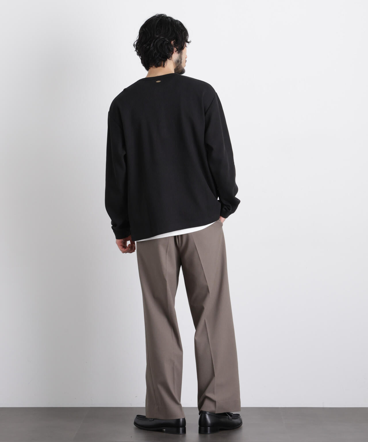 「ASSEMBLANC」 ドロップニードルリブ ヘンリーネック