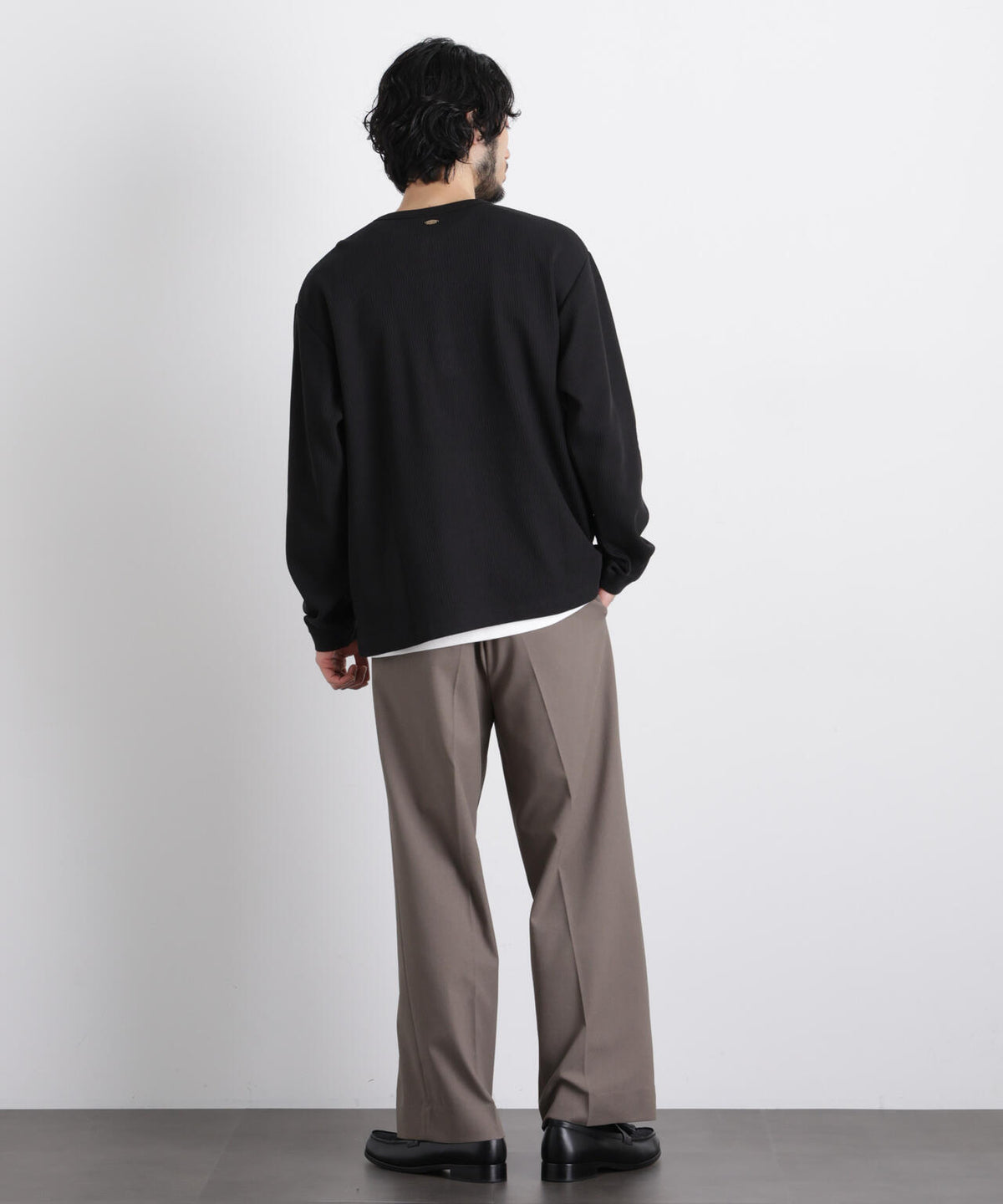 「ASSEMBLANC」 ドロップニードルリブ ヘンリーネック