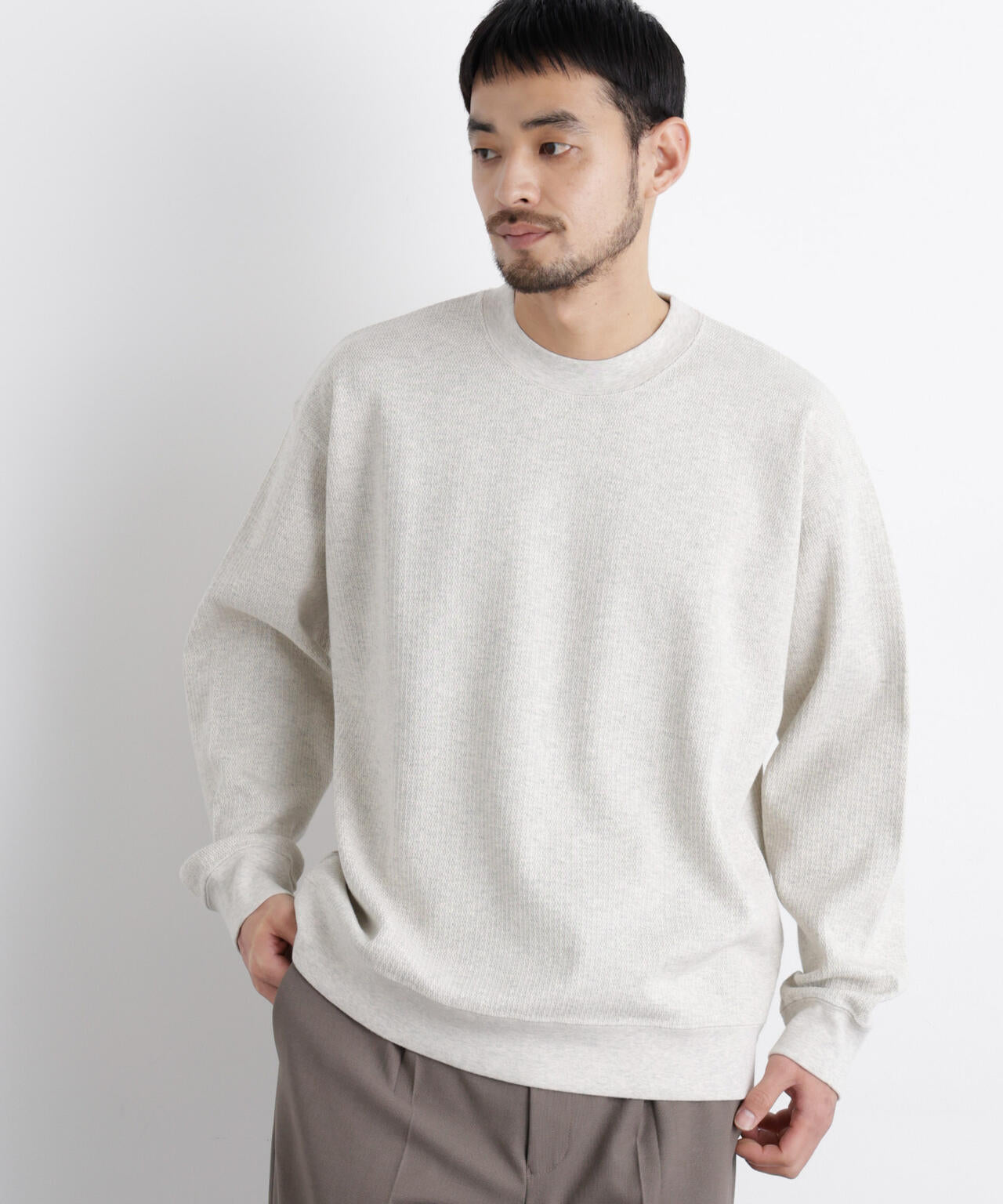 コットンサーマルクルーネックプルオーバー
