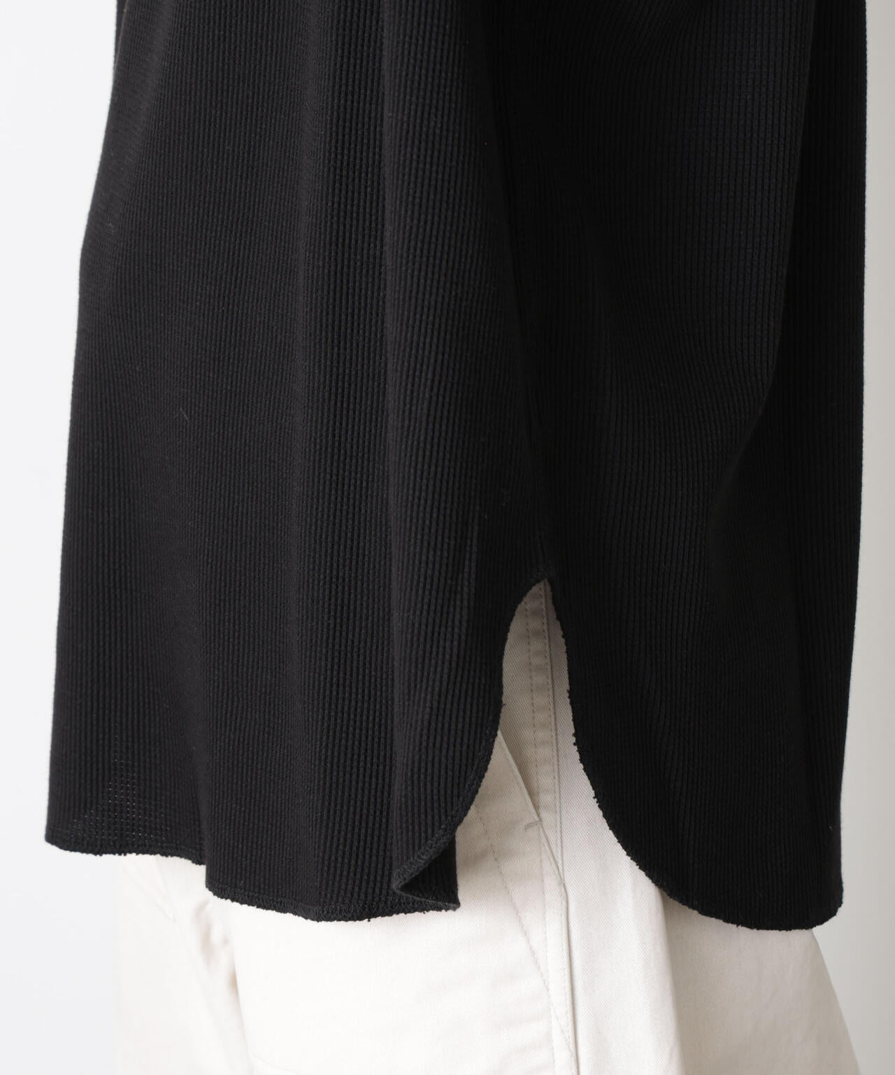 ミニワッフルクルーネックTシャツ 長袖