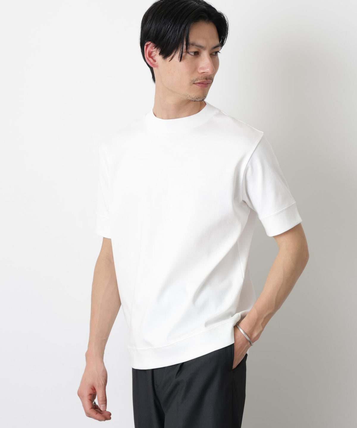「FORMAL JERSEY」モックネックカットソー半袖