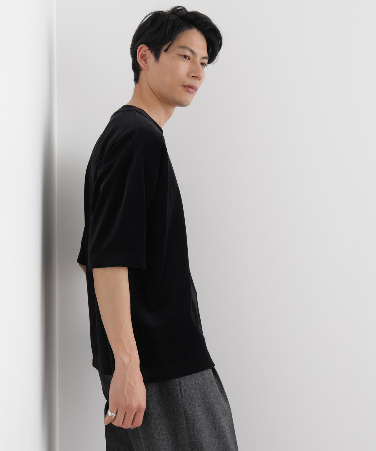ベロア クルーネック Tシャツ 半袖
