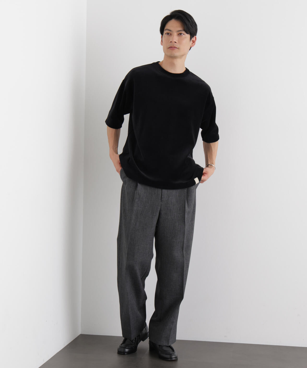 ベロア クルーネック Tシャツ 半袖