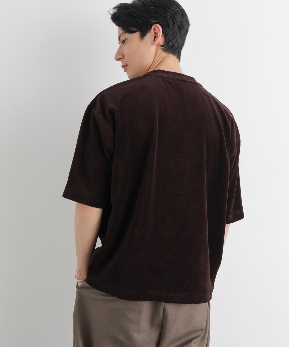 ベロア クルーネック Tシャツ 半袖