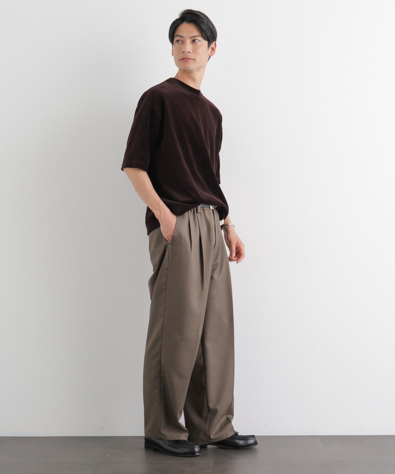 ベロア クルーネック Tシャツ 半袖