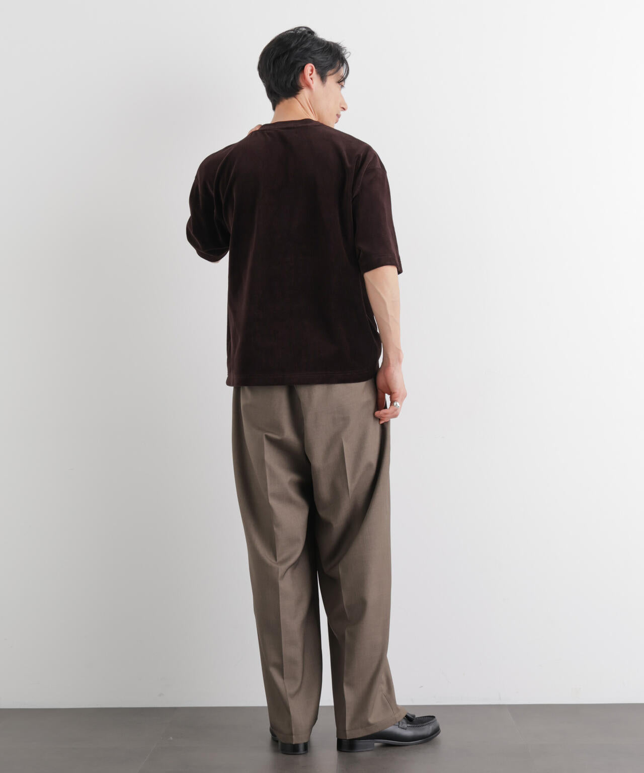ベロア クルーネック Tシャツ 半袖