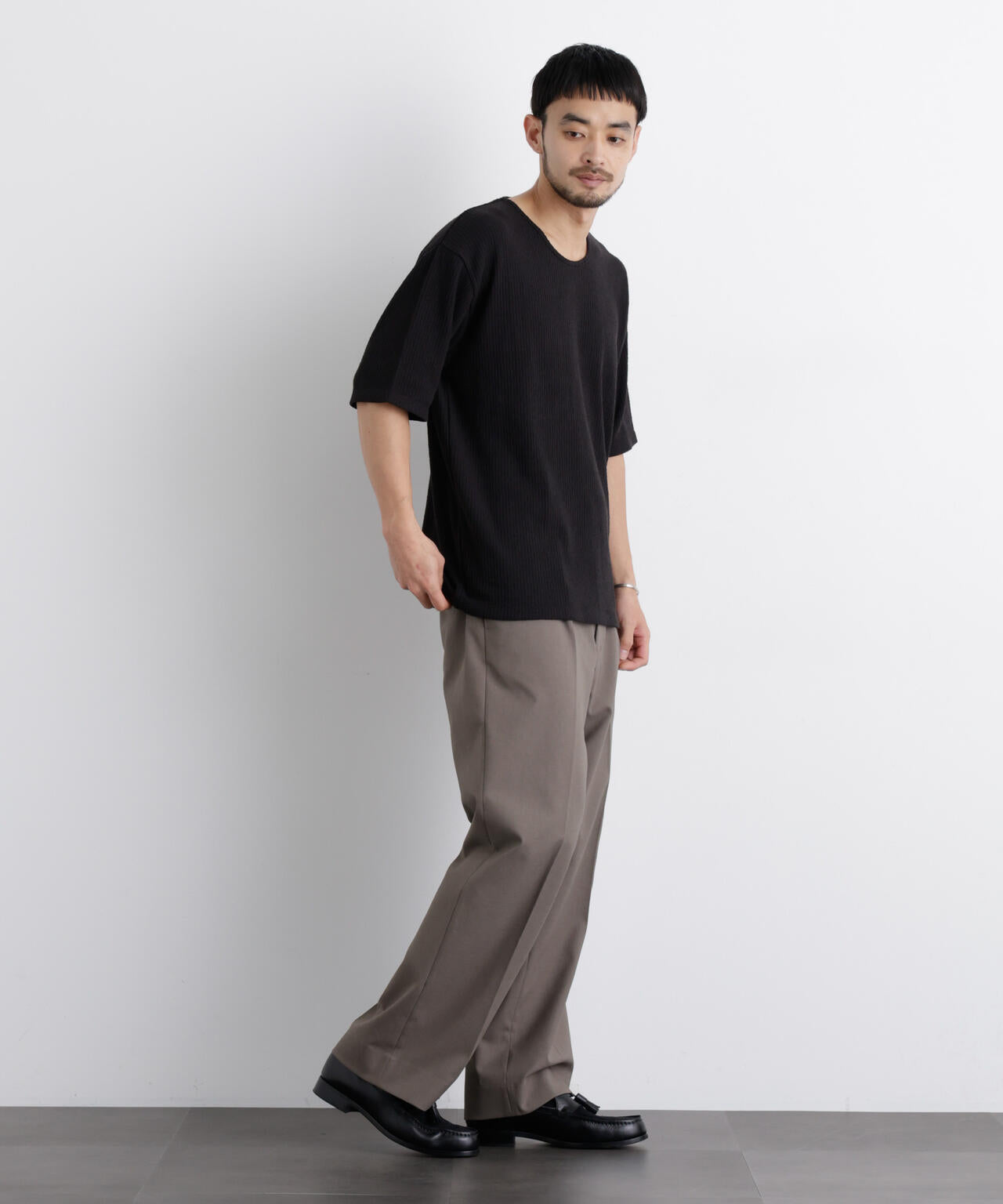 強撚ループヤーン針抜きストレッチ Tシャツ