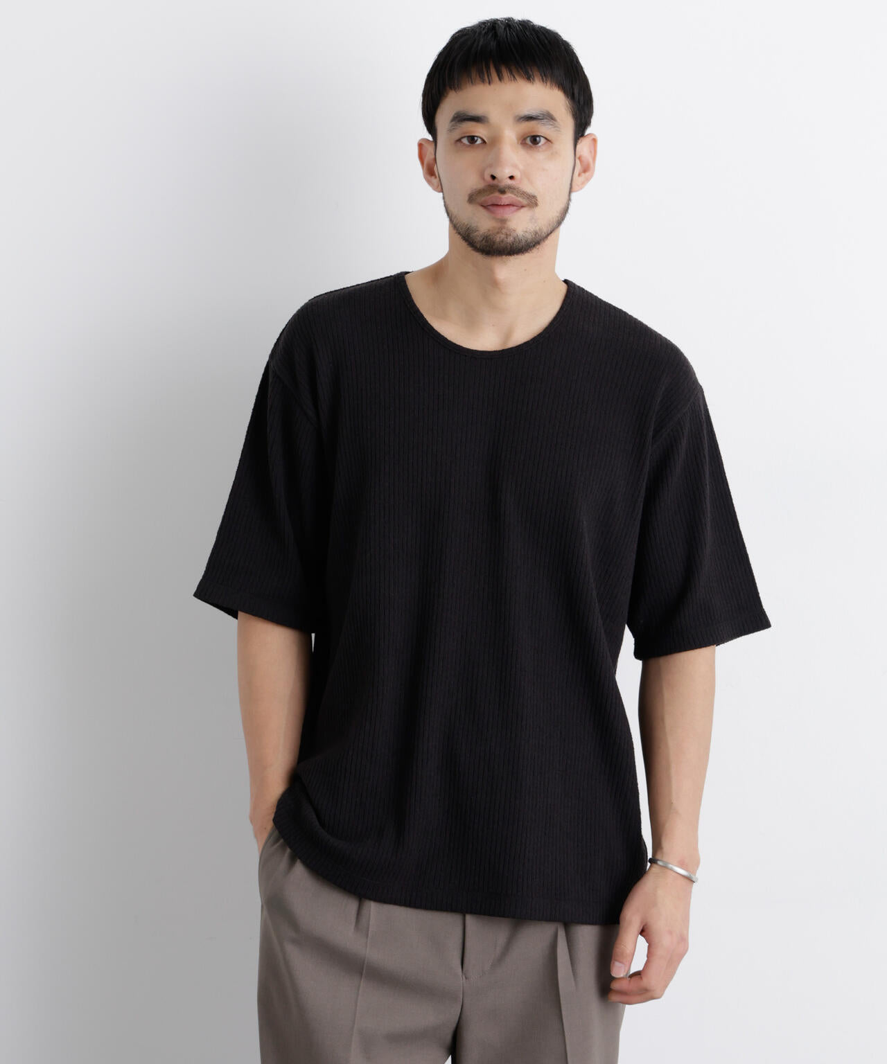 強撚ループヤーン針抜きストレッチ Tシャツ