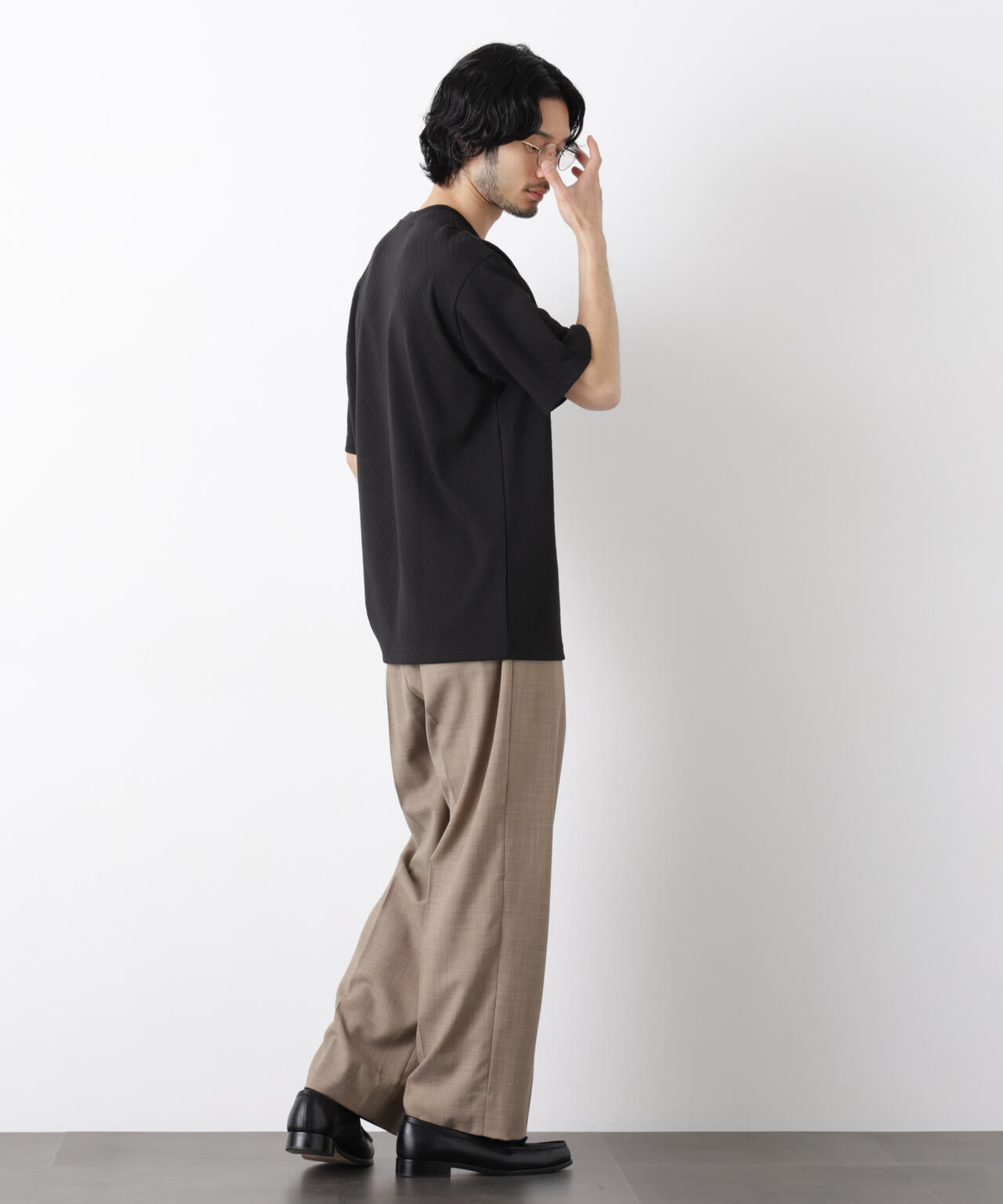リンクスジャガードスリーブTシャツ
