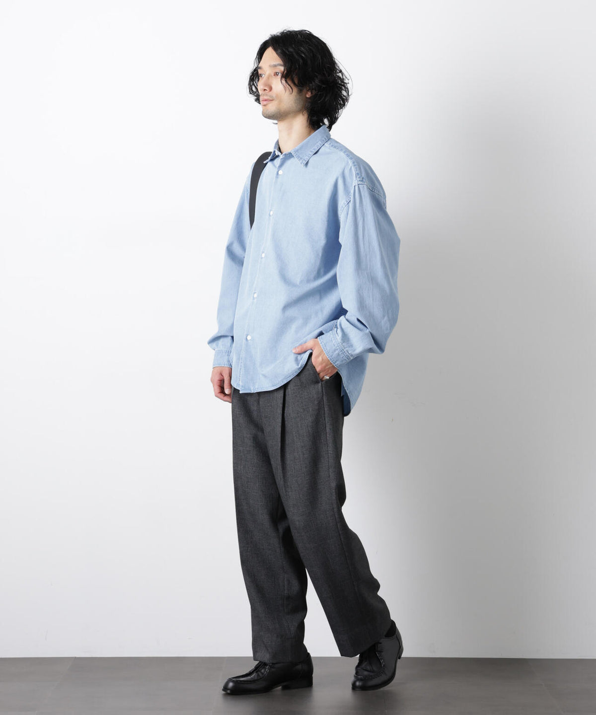 「大人のワイドパンツ」シャークスキンイージースラックス