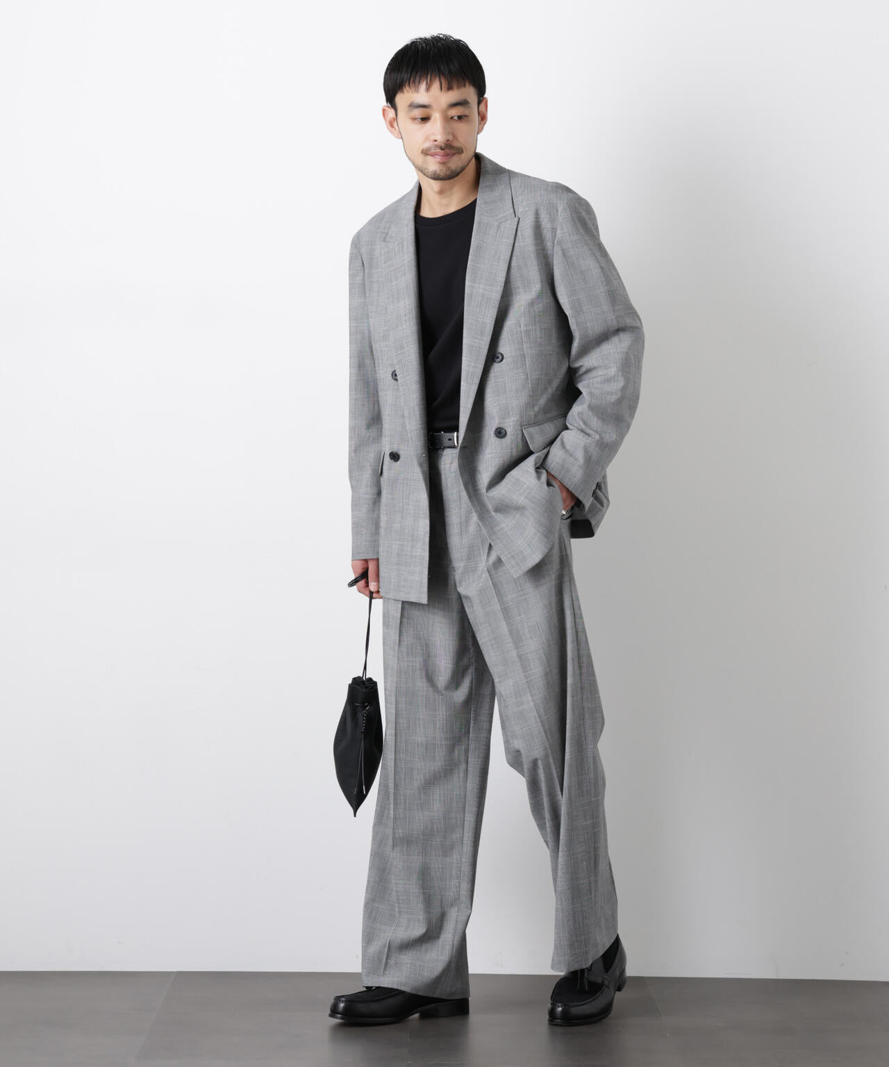 グレンチェックストレートパンツ(セットアップ可)