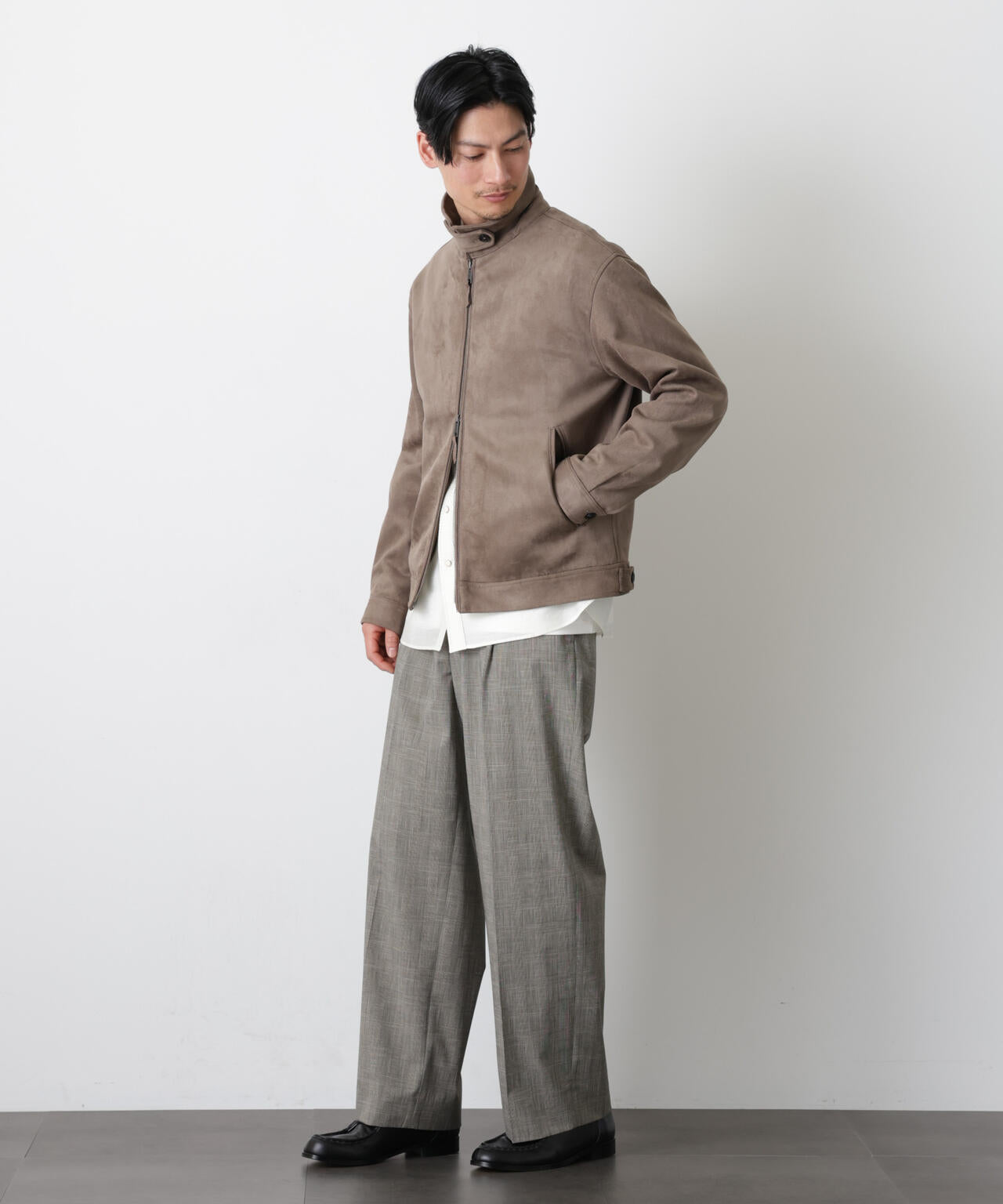 グレンチェックストレートパンツ(セットアップ可)
