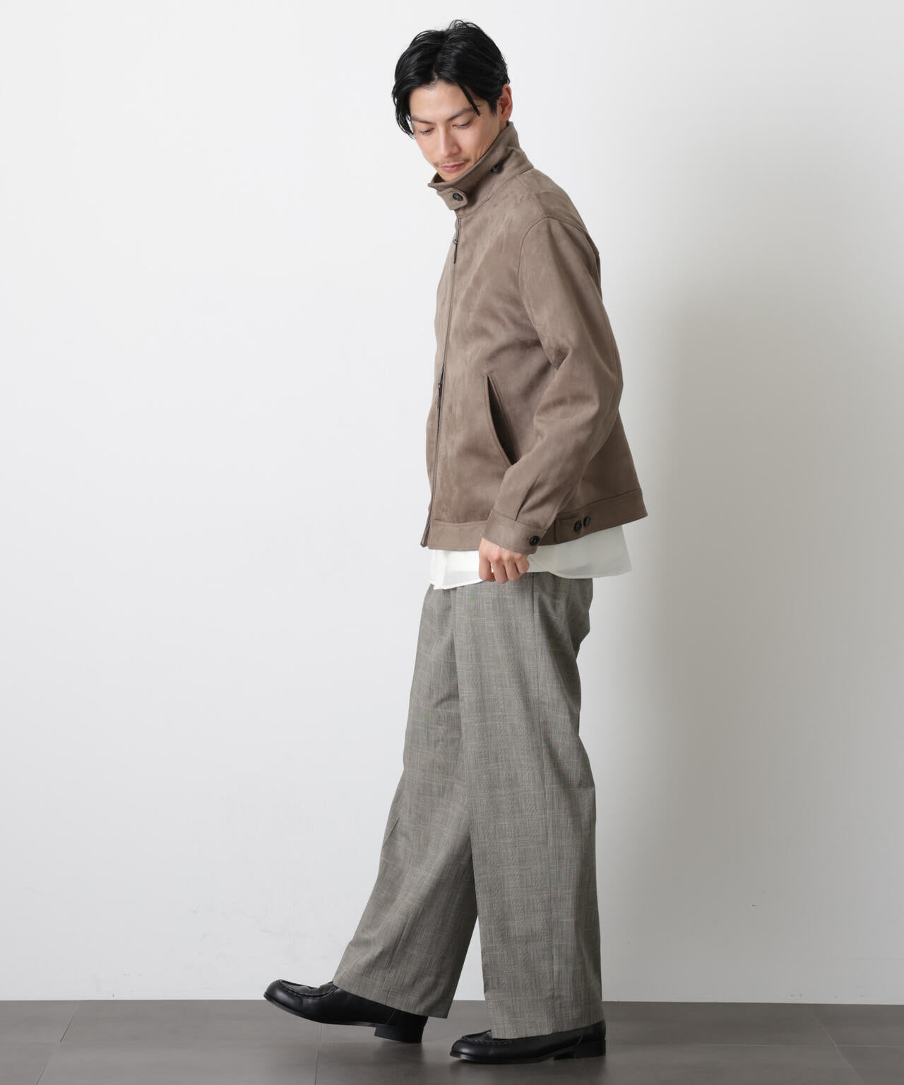 グレンチェックストレートパンツ(セットアップ可)
