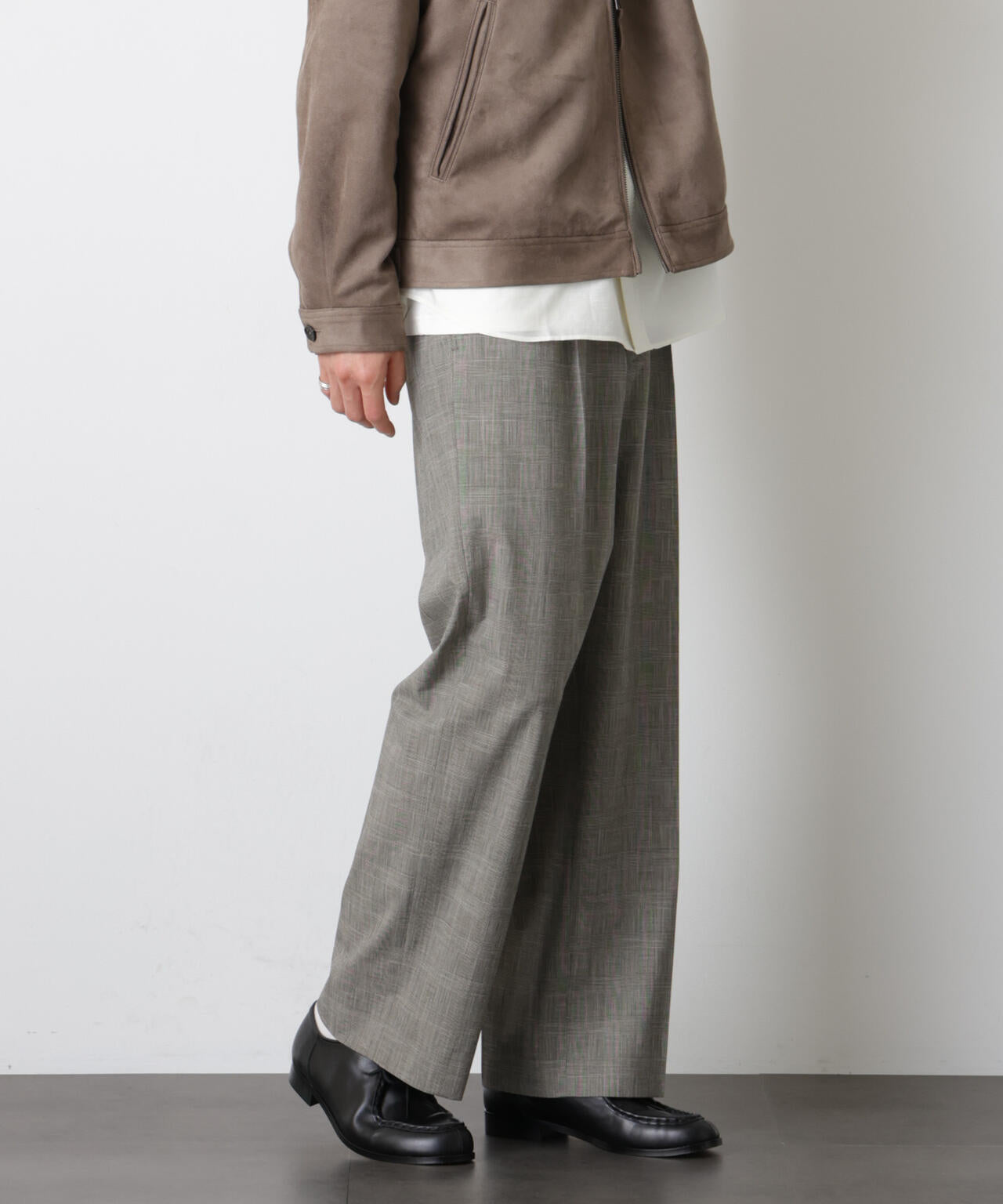 グレンチェックストレートパンツ(セットアップ可)