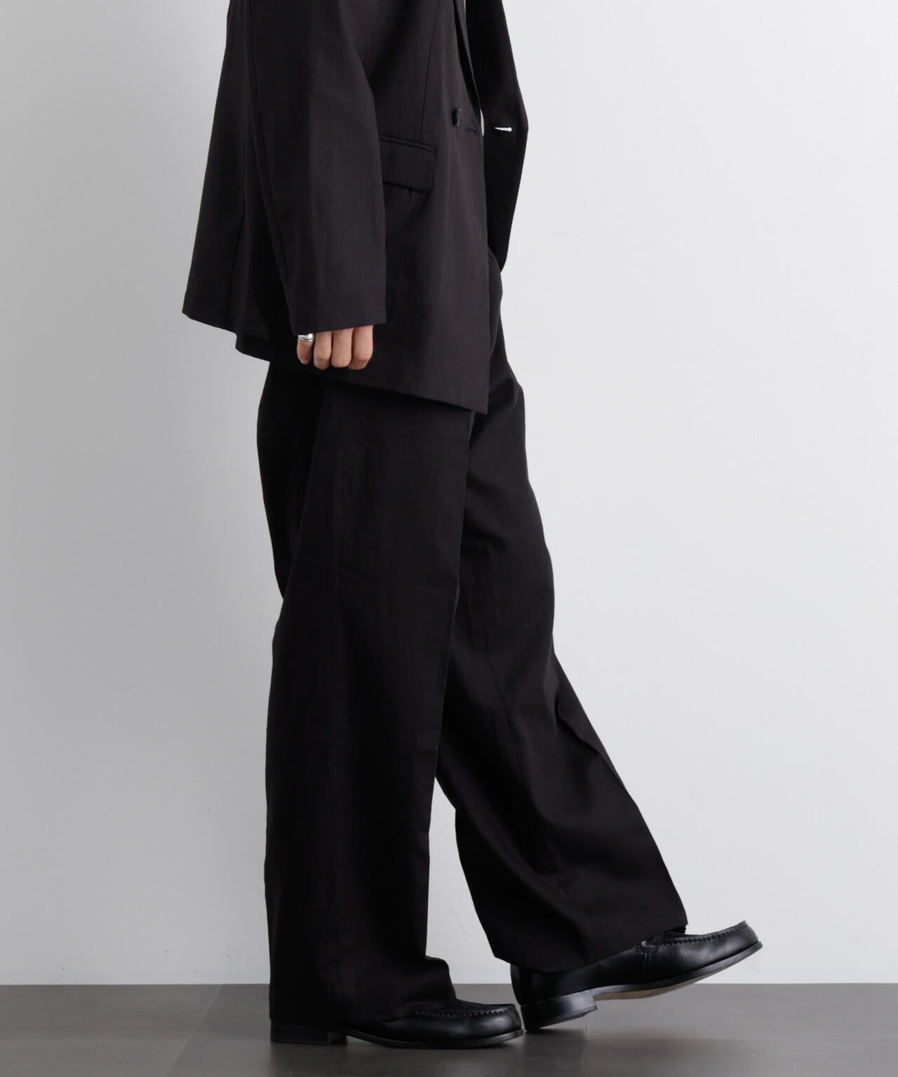 「FRENCH LINEN」 リネンコットンストレートパンツ(セットアップ可)