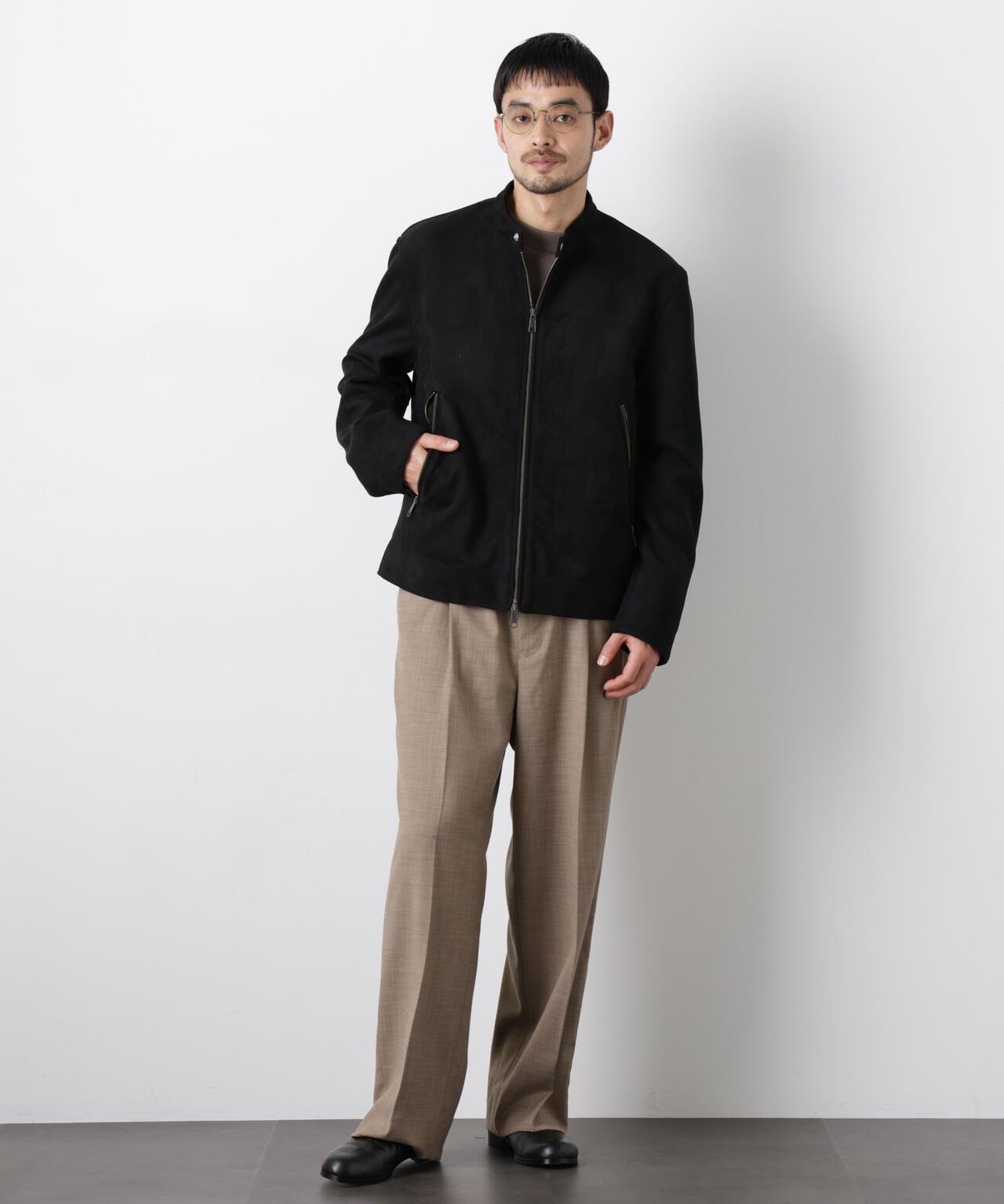 「大人のワイドパンツ」スラブシャークスキンイージースラックス