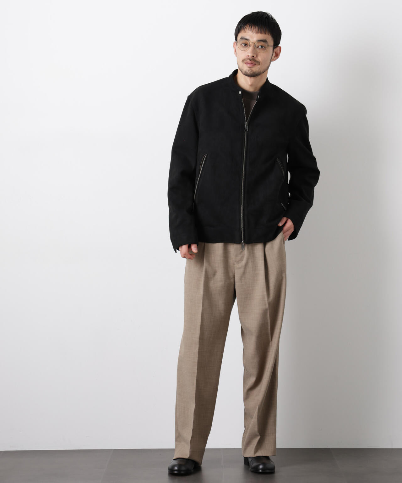 「大人のワイドパンツ」スラブシャークスキンイージースラックス