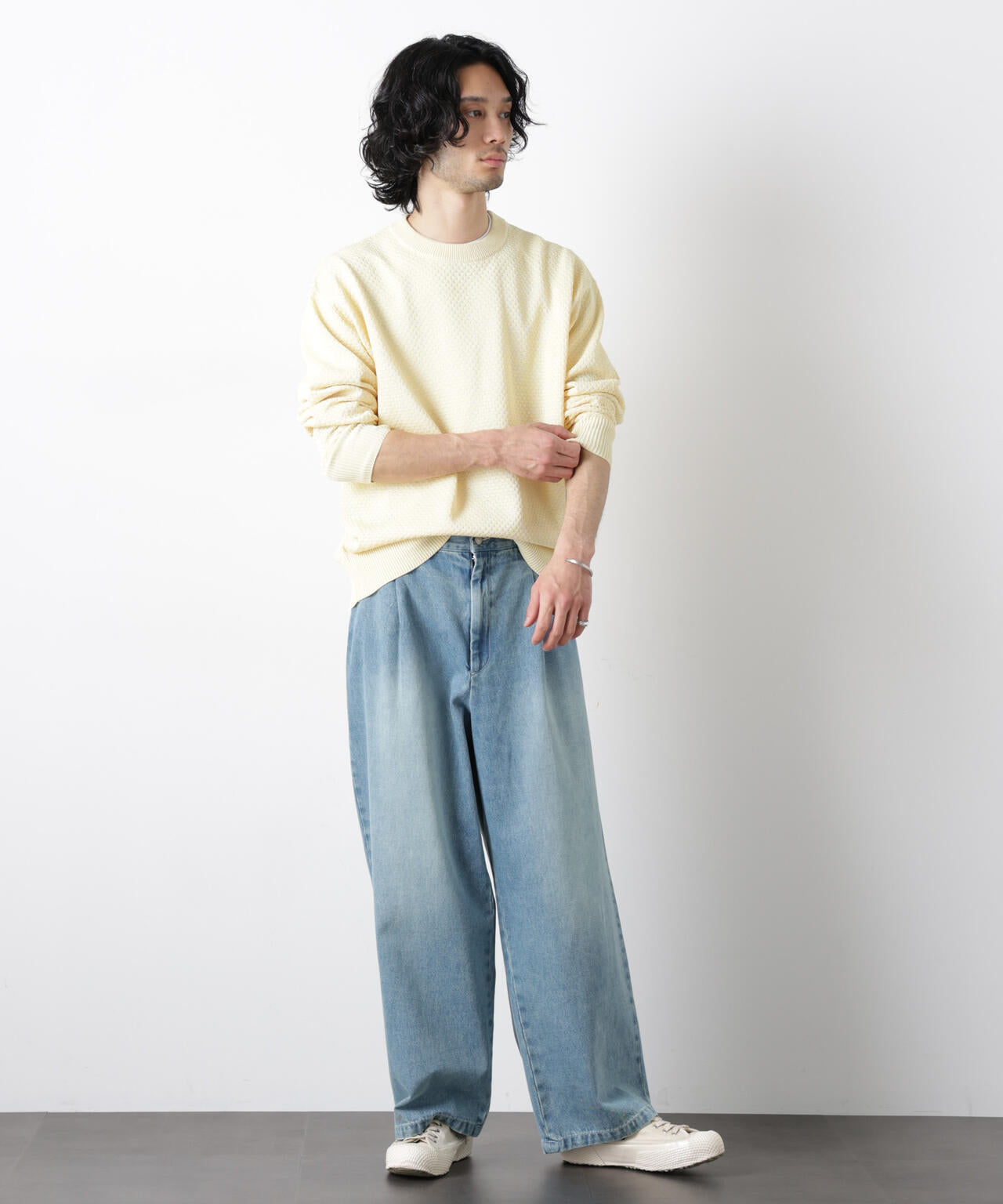 「OtoNANO」大人のワイドデニムパンツ