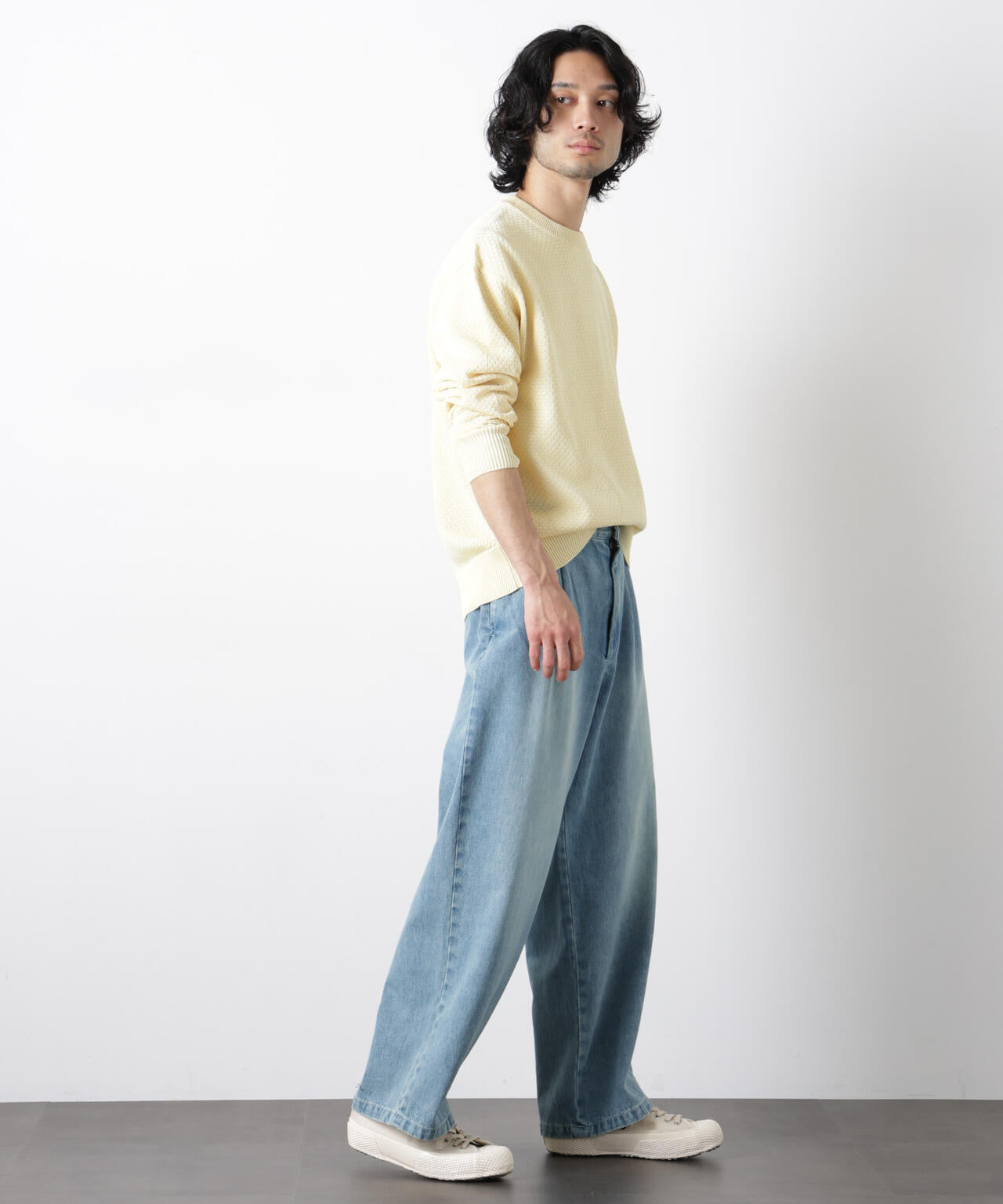 「OtoNANO」大人のワイドデニムパンツ