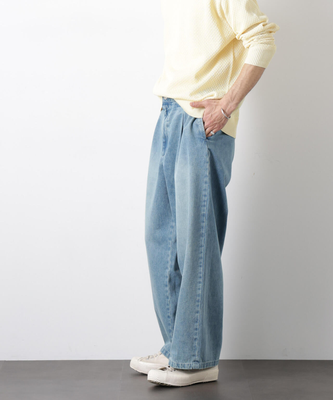 「OtoNANO」大人のワイドデニムパンツ