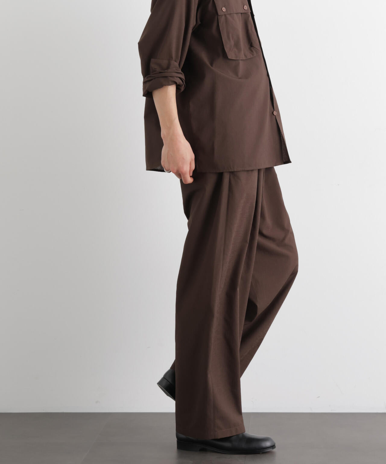 テクニカルリネンライク2タックイージースラックス/吸水速乾・接触冷感・UVカット(セットアップ可)