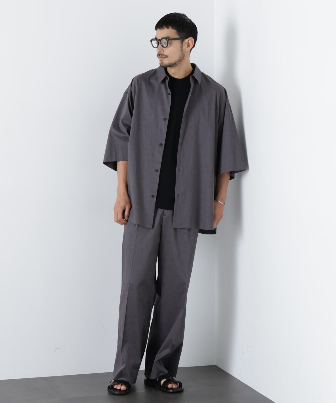 「ASSEMBLANC」リネンミックス1タックトラウザーズ(セットアップ可)