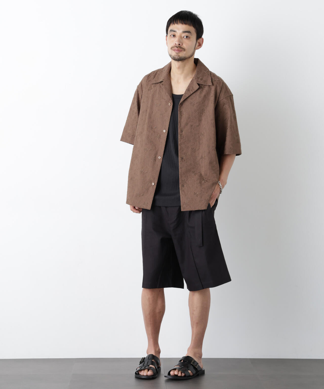 「FRENCH LINEN」 ベルテッドワイドショーツ