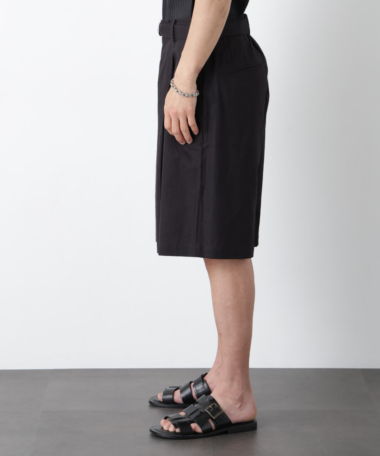 「FRENCH LINEN」 ベルテッドワイドショーツ