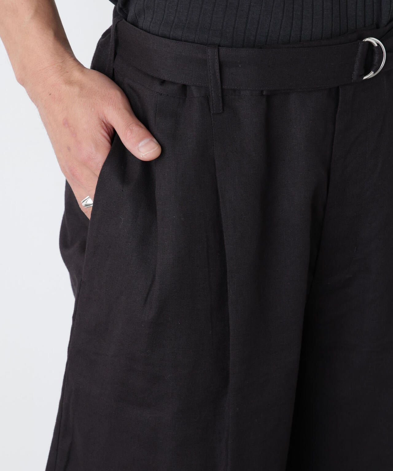 「FRENCH LINEN」 ベルテッドワイドショーツ