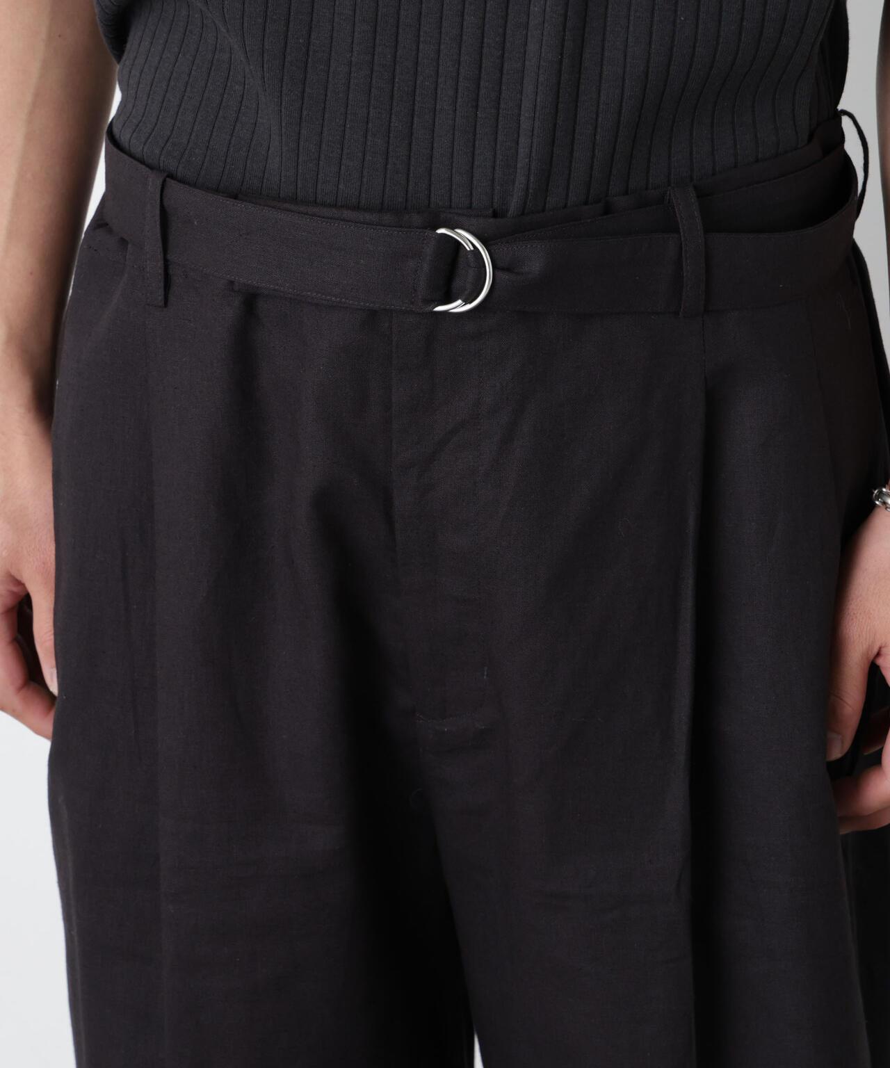 「FRENCH LINEN」 ベルテッドワイドショーツ