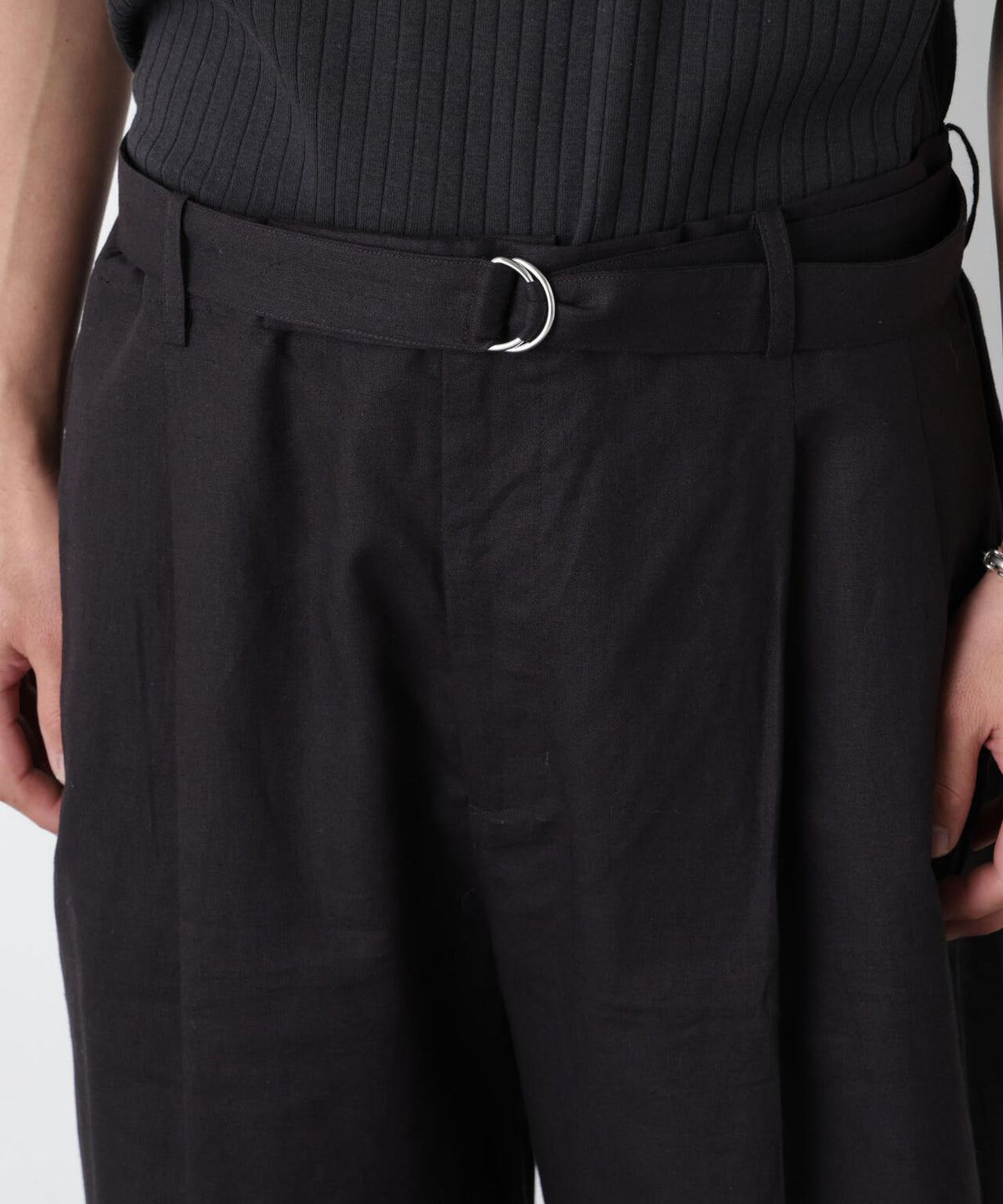 「FRENCH LINEN」 ベルテッドワイドショーツ