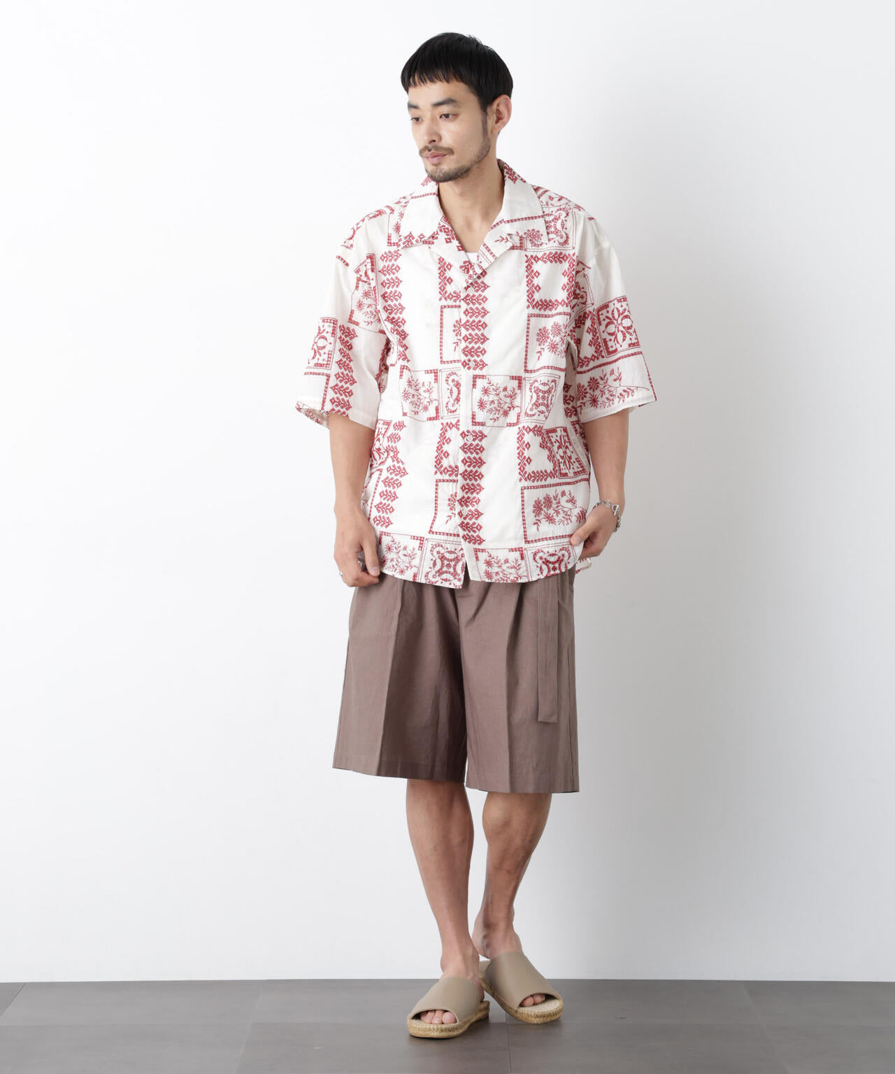 「FRENCH LINEN」 ベルテッドワイドショーツ