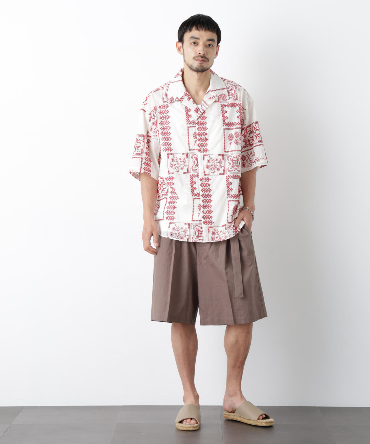 「FRENCH LINEN」 ベルテッドワイドショーツ