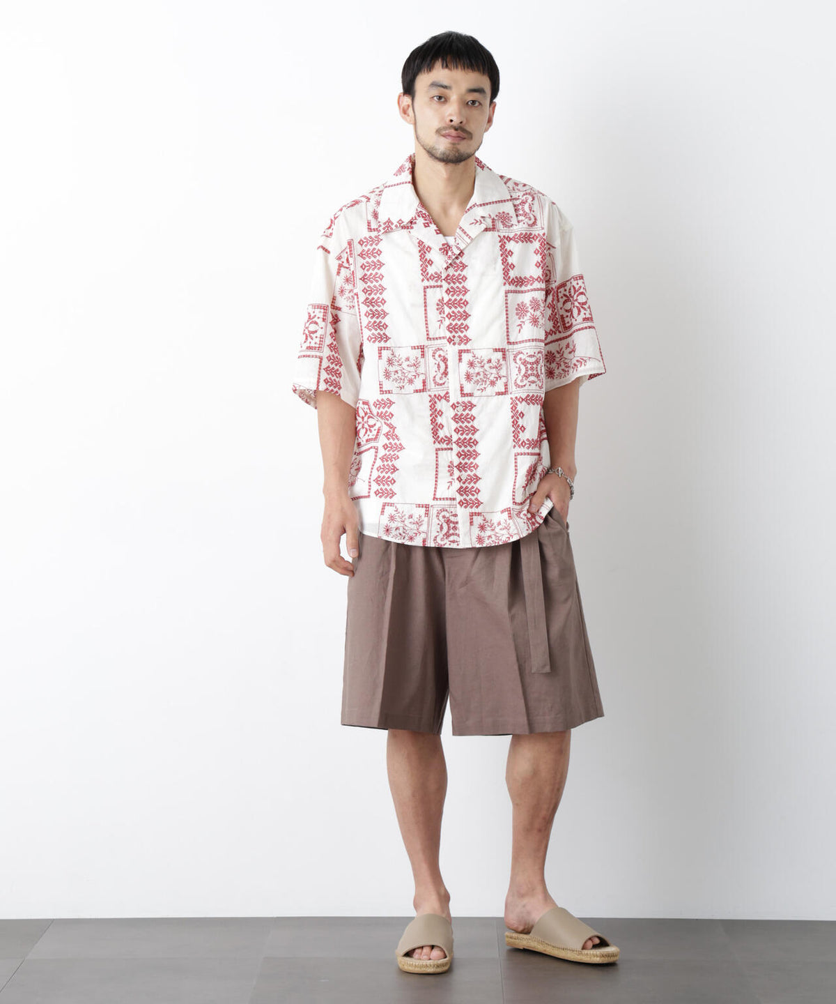 「FRENCH LINEN」 ベルテッドワイドショーツ