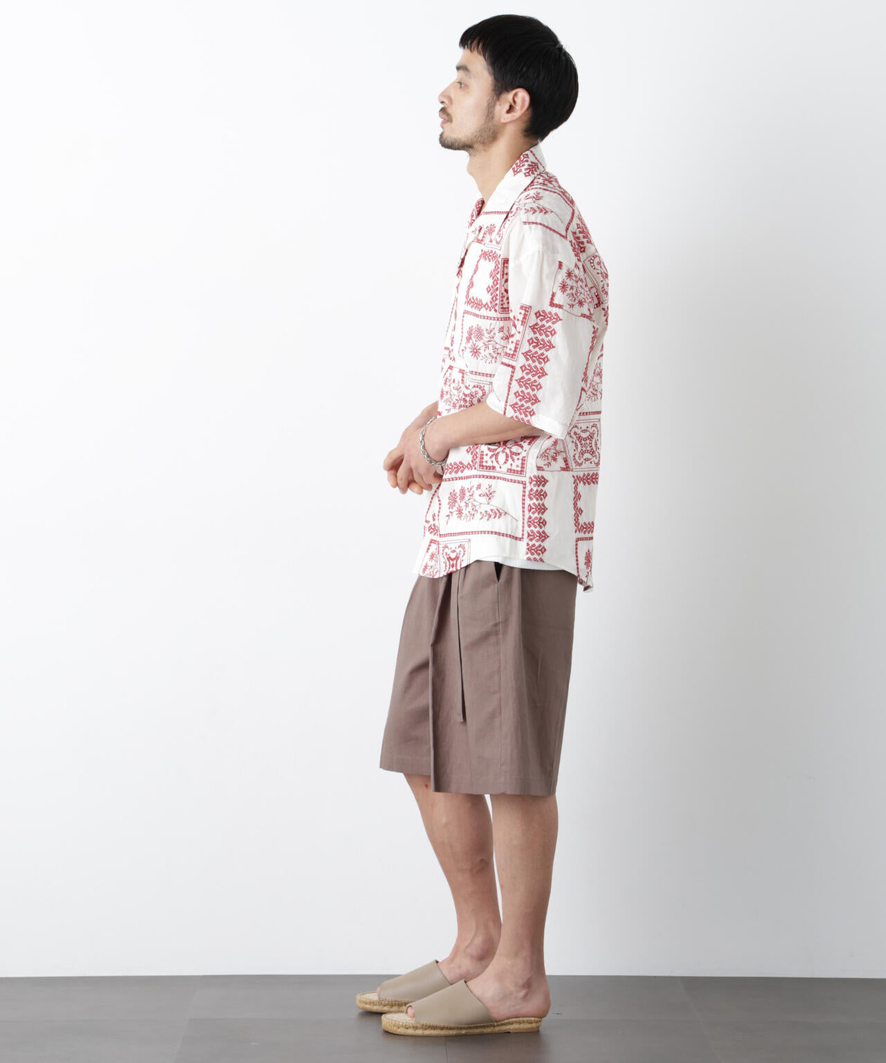 「FRENCH LINEN」 ベルテッドワイドショーツ