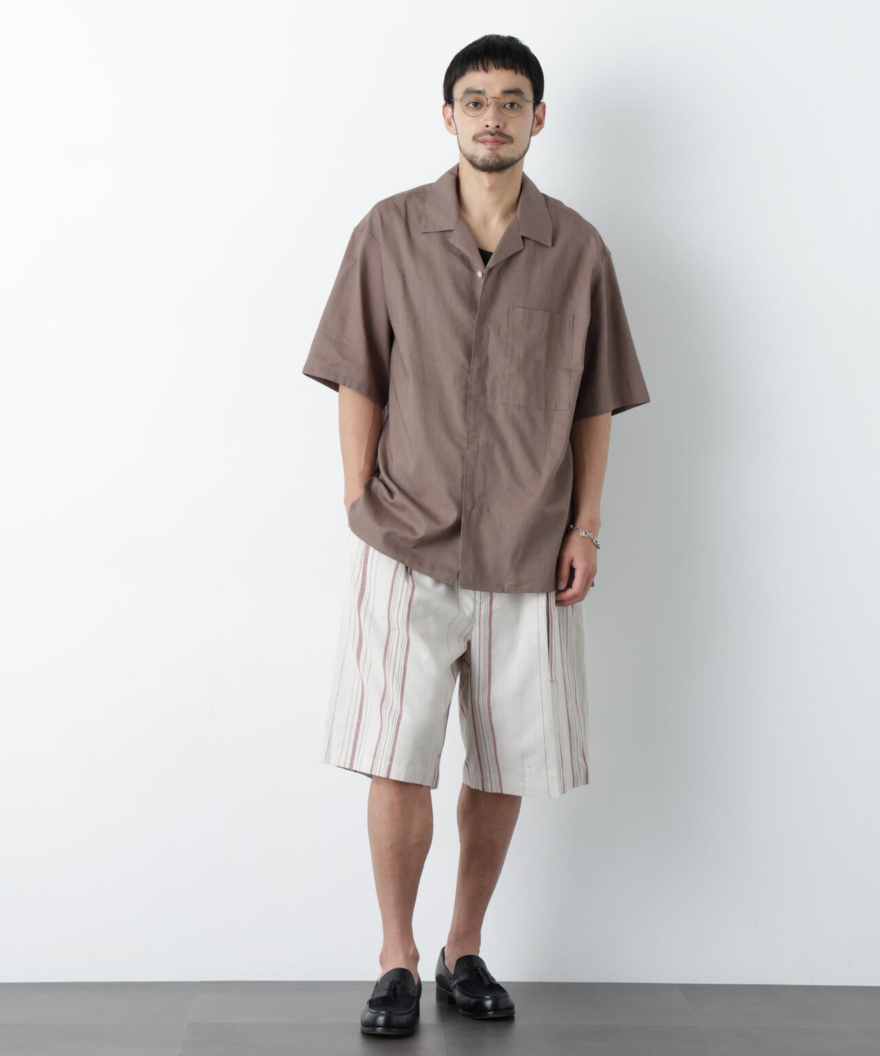 「FRENCH LINEN」 ベルテッドワイドショーツ
