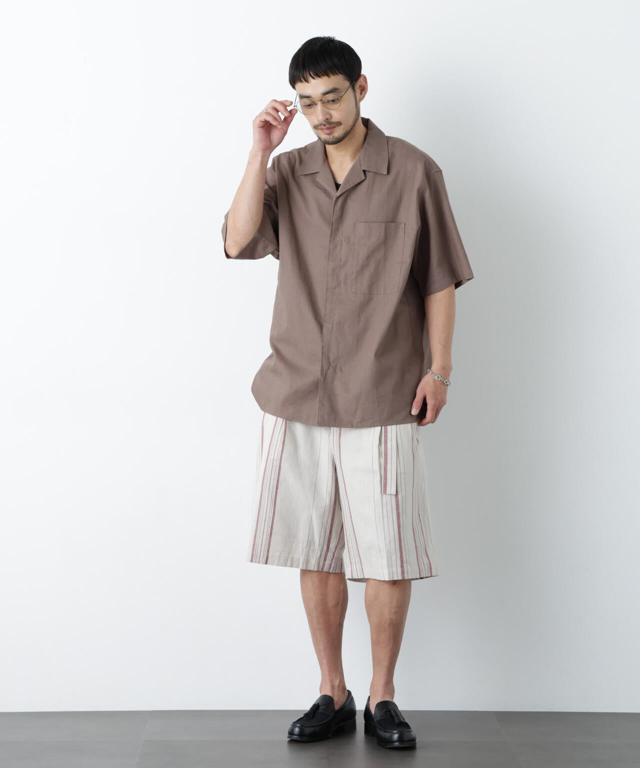 「FRENCH LINEN」 ベルテッドワイドショーツ