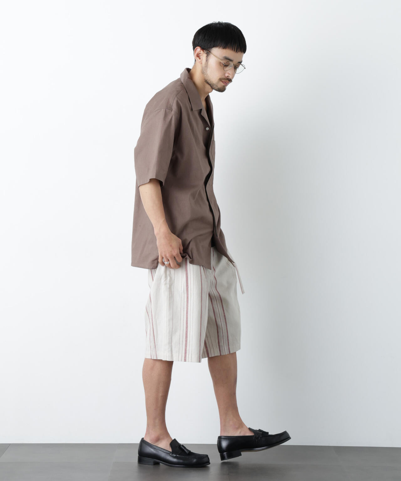 「FRENCH LINEN」 ベルテッドワイドショーツ