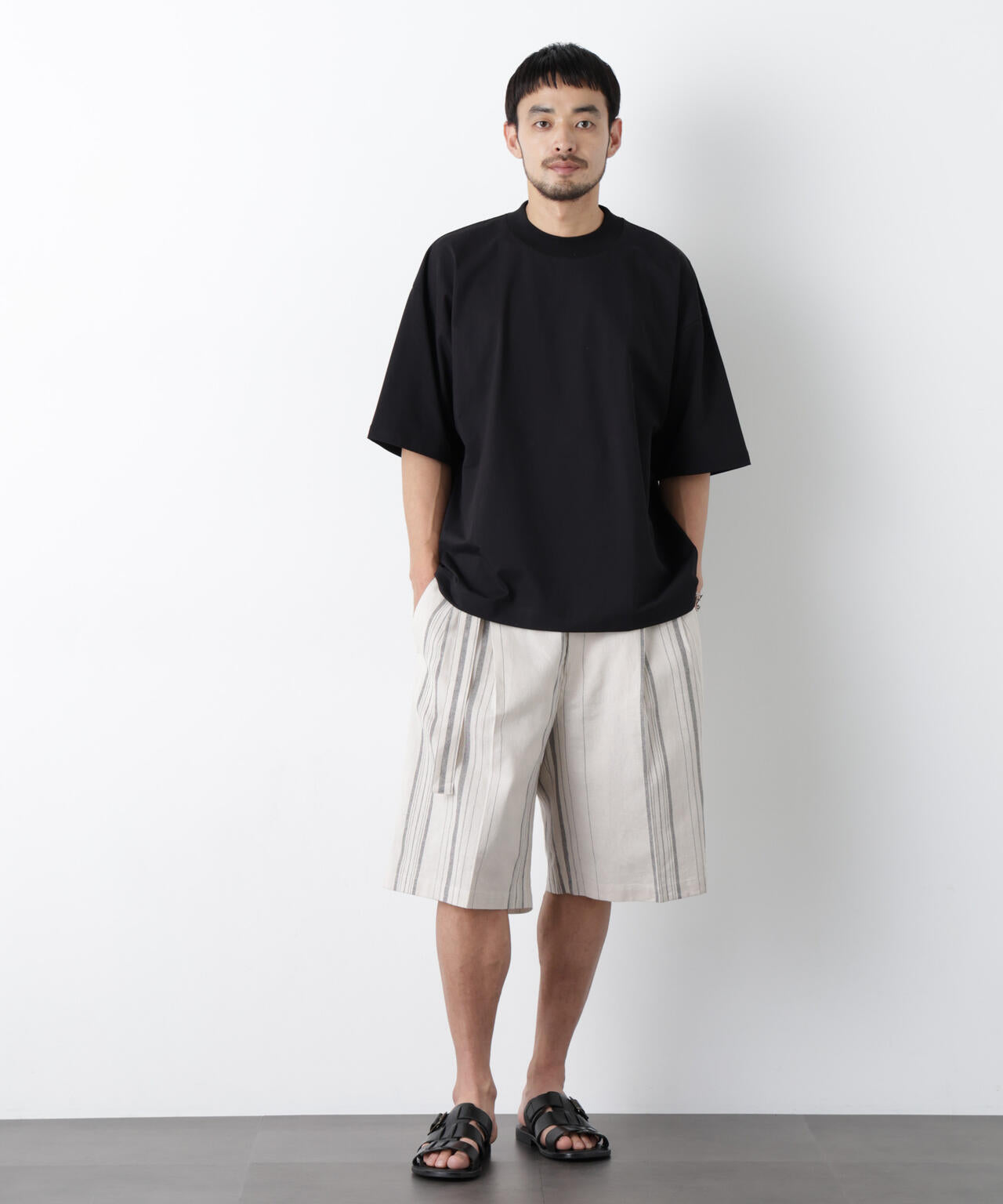 「FRENCH LINEN」 ベルテッドワイドショーツ