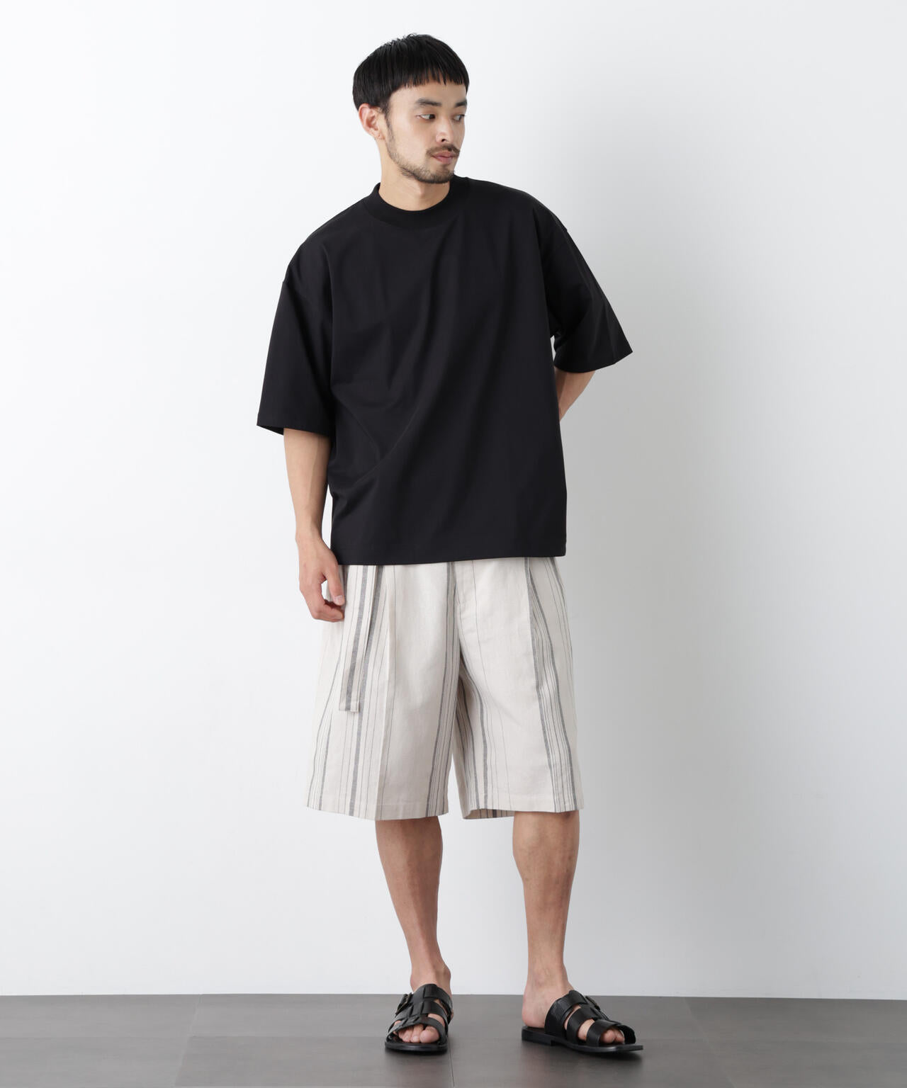 「FRENCH LINEN」 ベルテッドワイドショーツ