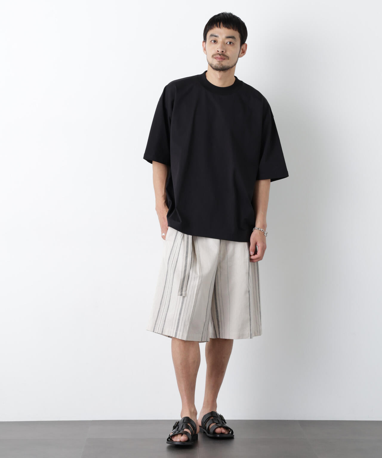 「FRENCH LINEN」 ベルテッドワイドショーツ