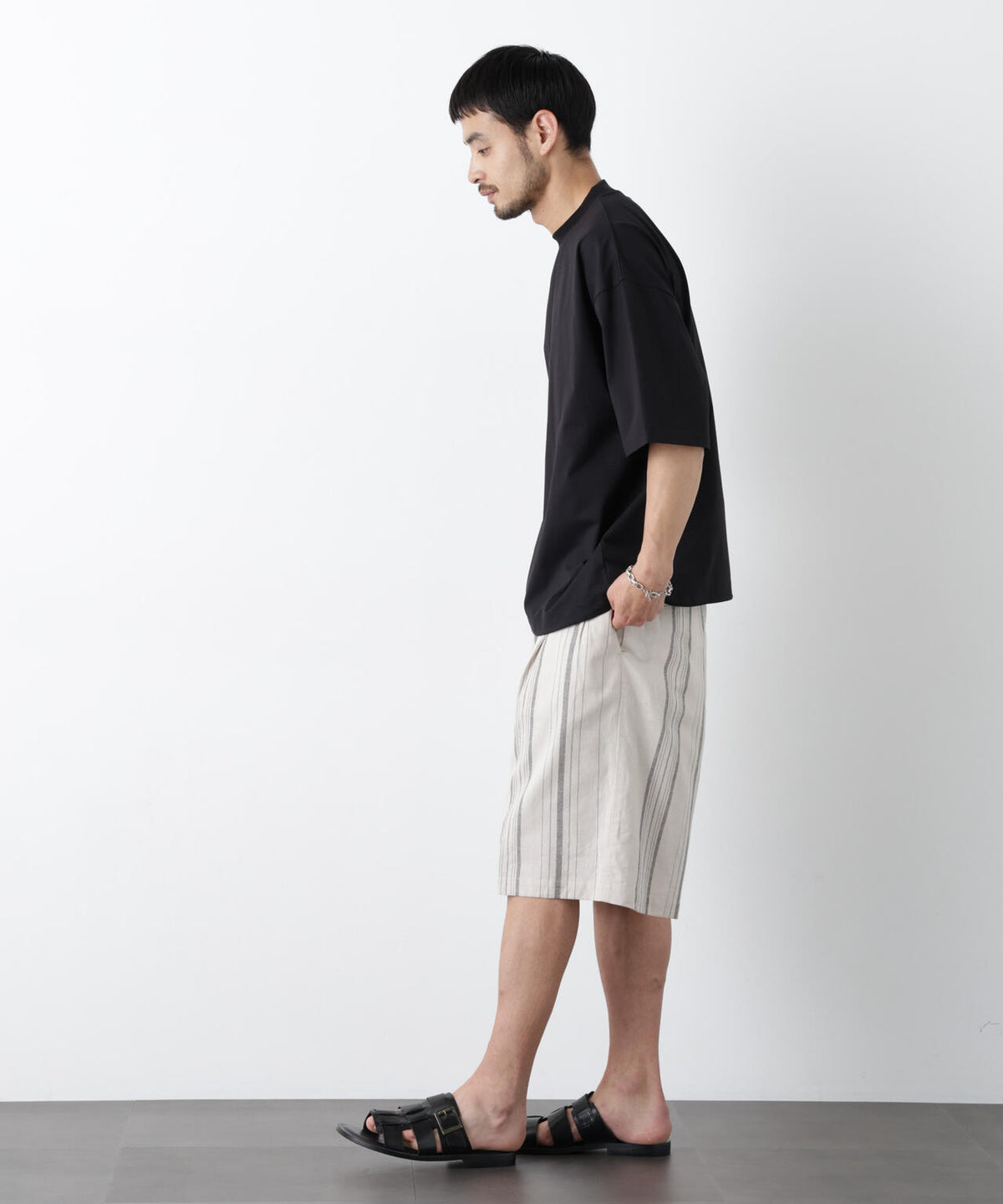 「FRENCH LINEN」 ベルテッドワイドショーツ