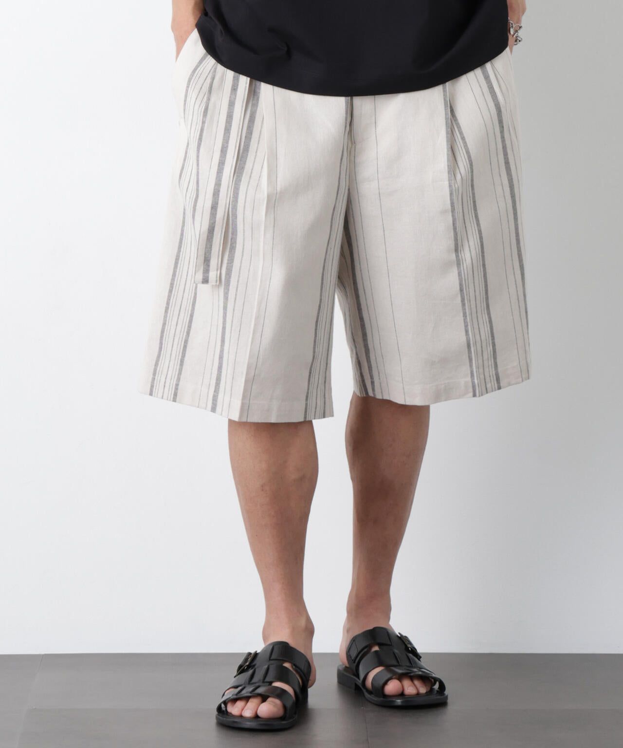 「FRENCH LINEN」 ベルテッドワイドショーツ