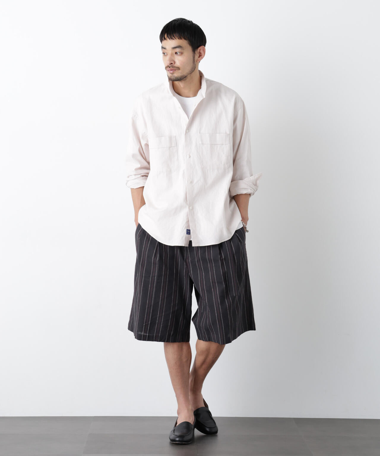 「FRENCH LINEN」 ベルテッドワイドショーツ