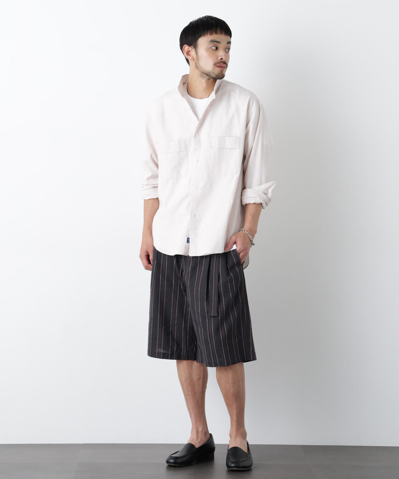 「FRENCH LINEN」 ベルテッドワイドショーツ