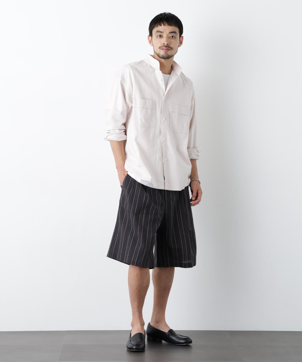 「FRENCH LINEN」 ベルテッドワイドショーツ